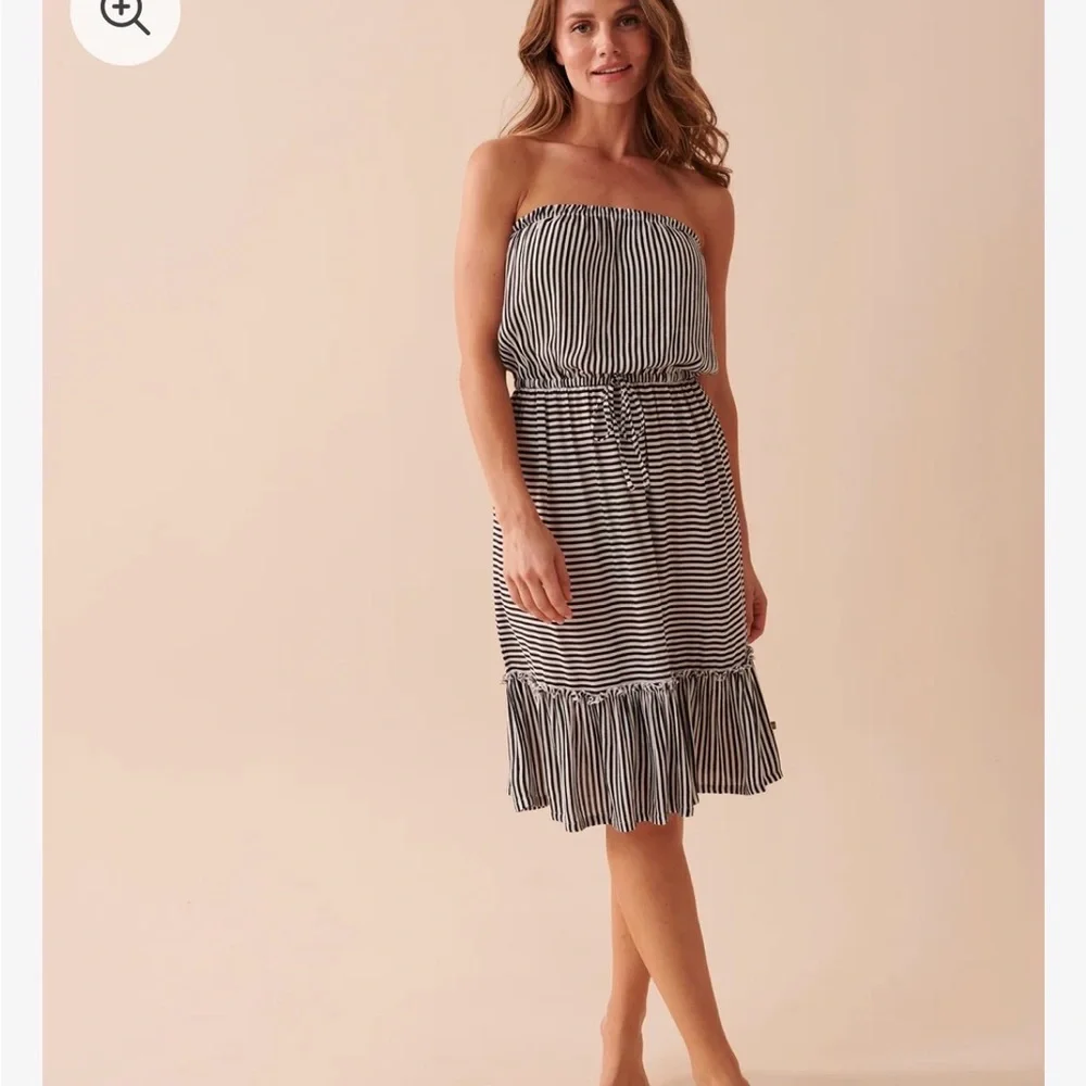 La Vie En Rose Striped Strapless Dress NWOT Large - Picture 4 of 5